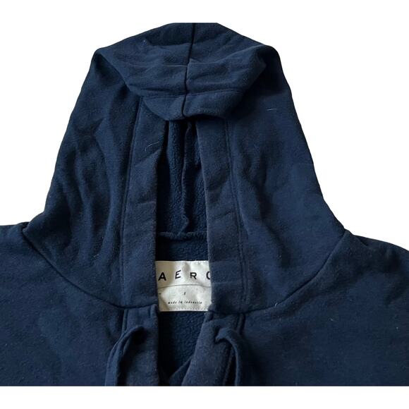 AERO LONG SLEEVE HOODIE SWEATSHIRT, WOMENS, S, NAVY BLUE RED WHITE, FRONT TIE - Picture 3 of 10